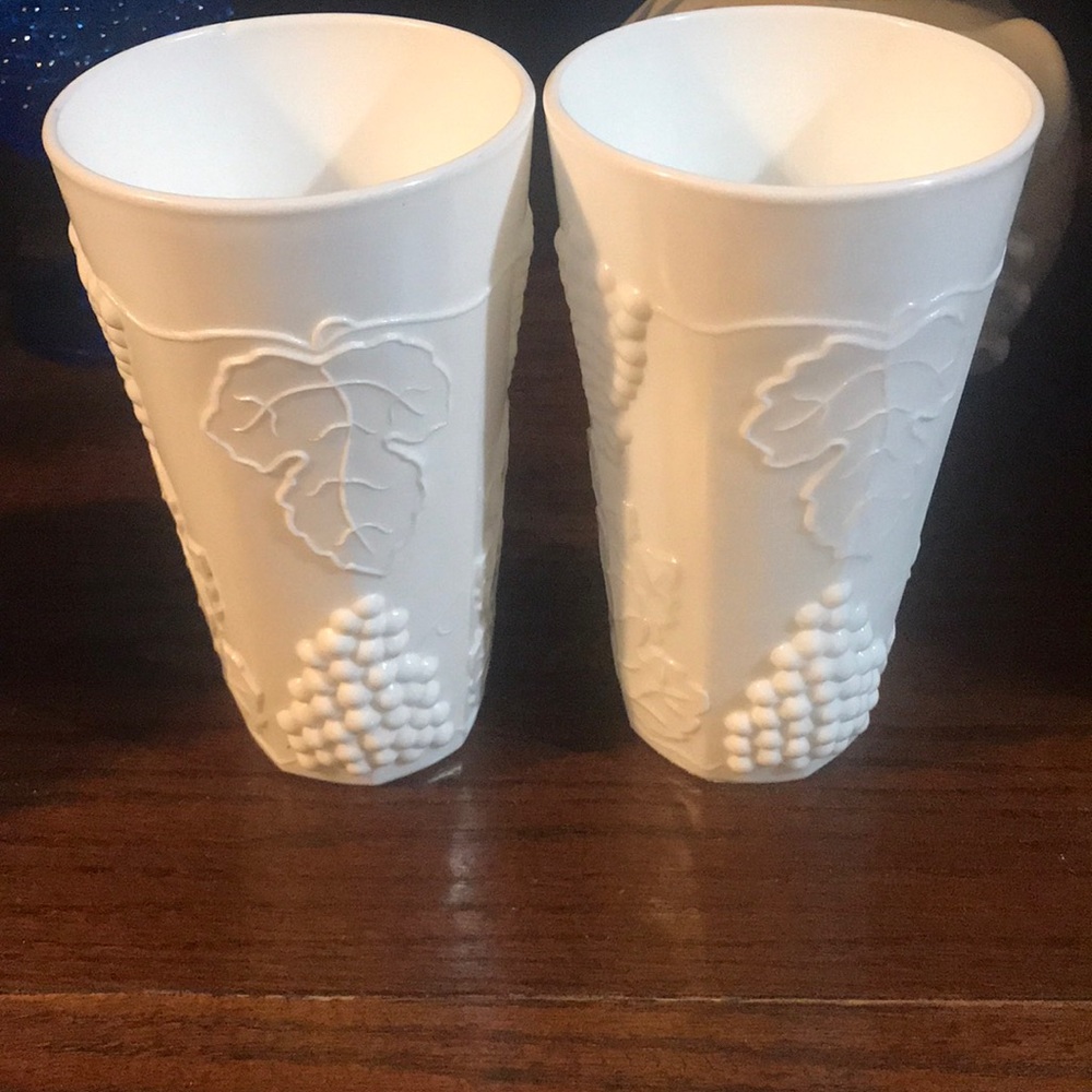 Set of two milk glass big drink cups